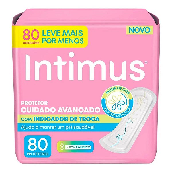Absorvente Protetor Diário Intimus® S/Abas Suave com indicador de troca 80 Unidades