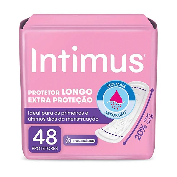 Absorvente Protetor Diário Intimus Sem Abas Longo Extra Proteção 48 Unidades