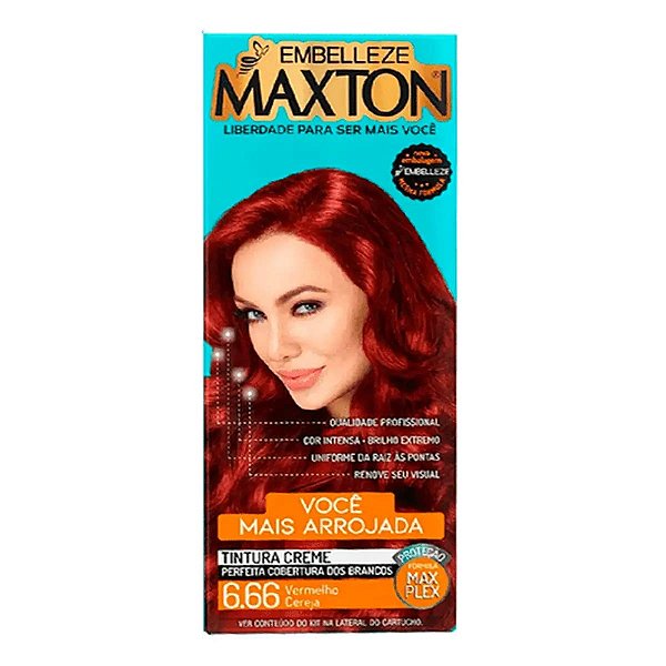 Tinta de Cabelo Embelleze Maxton Creme 6.66 Vermelho Cereja