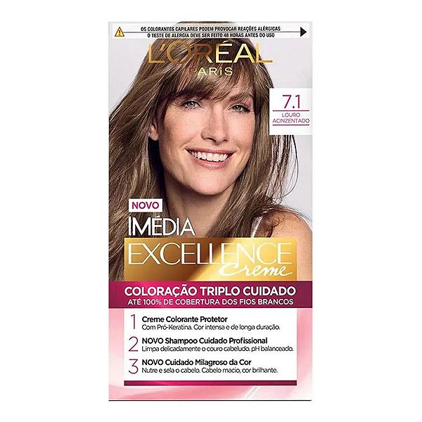 Tinta de Cabelo L’Oréal Paris Imédia Excellence 7.1 Louro Acinzentado