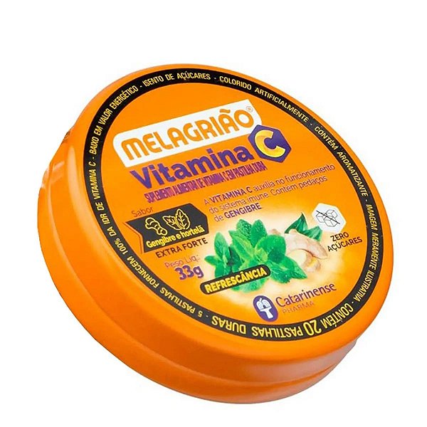 Vitamina C Melagrião Gengibre E Hortelã 20 Pastilhas