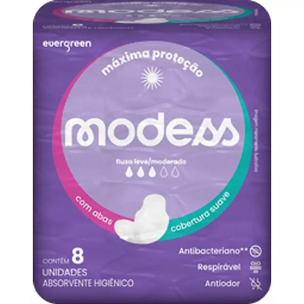 Absorvente Malha Suave C/abas Modess 8 Un