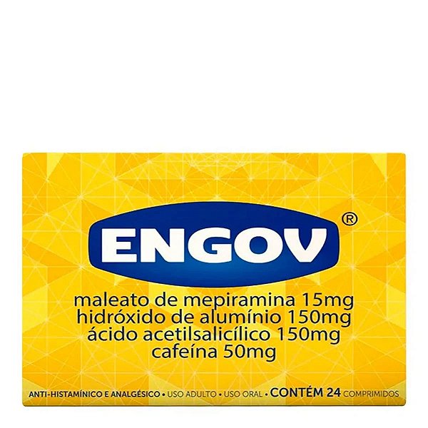 Analgésico e Antialérgico Engov 15mg + 150mg + 150mg + 50mg 24 Comprimidos