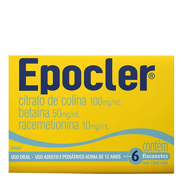Hepatoprotetor e Lipotrópico Epocler 100mg/ml + 50mg/ml + 10mg/ml 6 Flaconetes Abacaxi