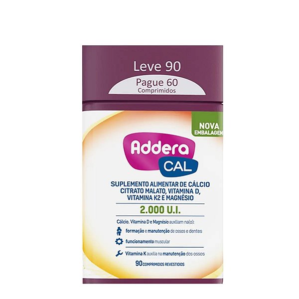 Vitamina D Addera + Cálcio 2.000UI 90 Comprimidos