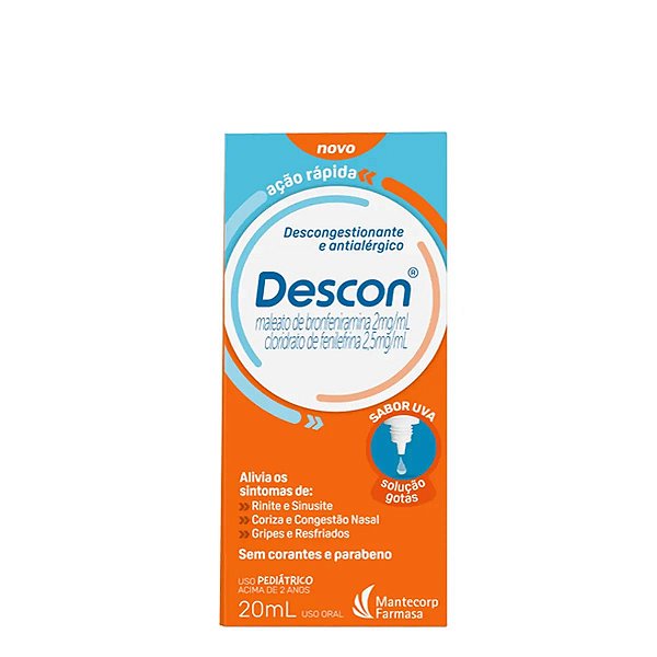 Antialérgico e Descongestionante Descon 2mg/ml + 2,5mg/ml 20ml