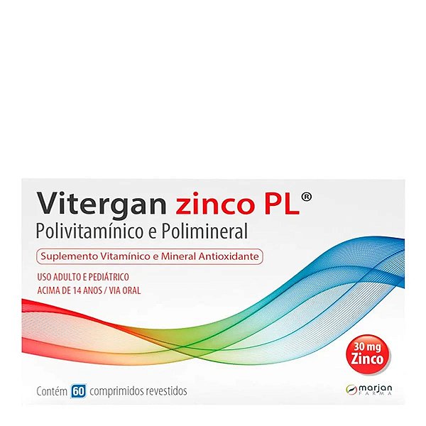 Vitergan Zinco Plus Marjan Farma 60 Comprimidos Revestidos