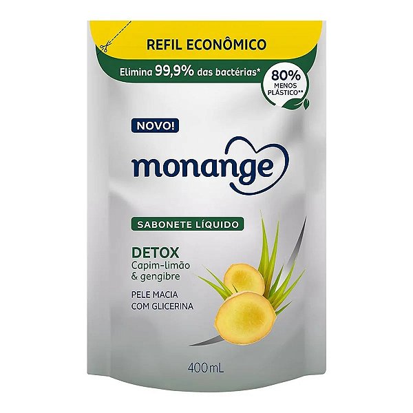 Refil Sabonete Líquido Monange Detox Capim-Limão & Gengibre 400ml