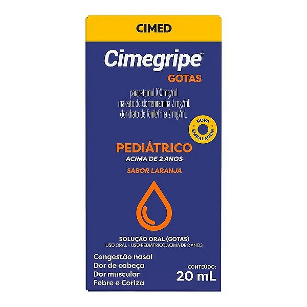 Analgésico, Antitérmico e Antigripal Cimegripe 100mg/ml + 2mg/ml + 2mg/ml 20ml