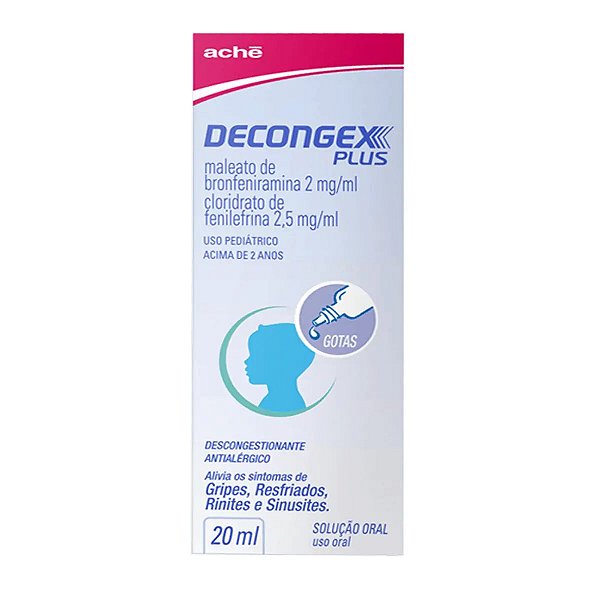Descongestionante, Antialérgico e Antigripal Decongex Plus 2mg/ml + 2,5mg/ml 20ml