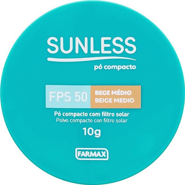 Pó Compacto Protetor Solar Facial Sunless Efeito Matte FPS50 Bege Médio 10g