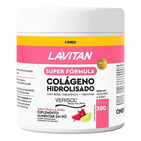 Suplemento Alimentar Lavitan Colágeno Hidrolisado Hibisco E Limão Verisol 300g em Pó