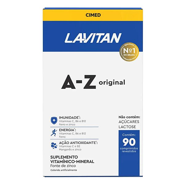 Suplemento Vitamínico LAVITAN A-Z Original com 90 Comprimidos Revestidos