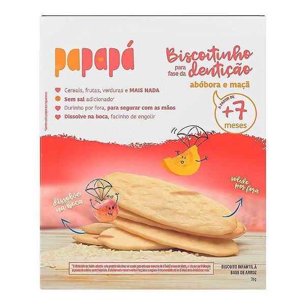 Biscoitinho Papapá Para Fase Da Dentição Abobora E Maca Sem Glúten 36g