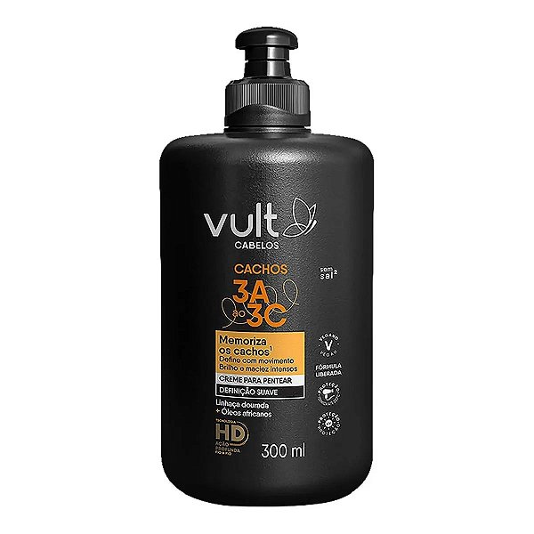 Creme Para Pentear Vult Cabelos Definição Suave Cachos 3A ao 3C 300ml
