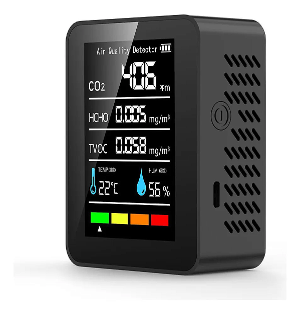 Medidor Monitor De Qualidade Do Ar Co2 Temperatura Umidade Hora