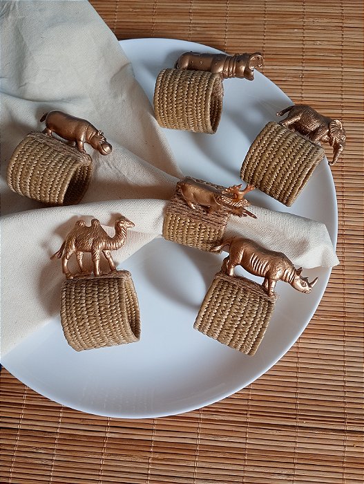 Porta Guardanapo Rústico Zoo Dourado cd