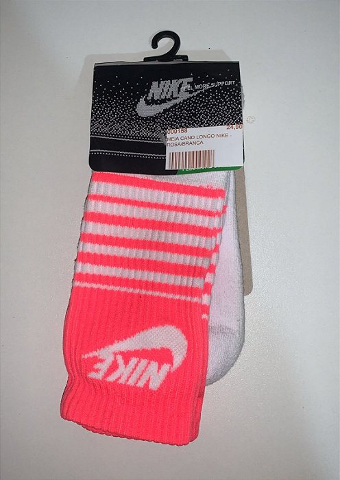 MEIA CANO LONGO NIKE - ROSA/BRANCA