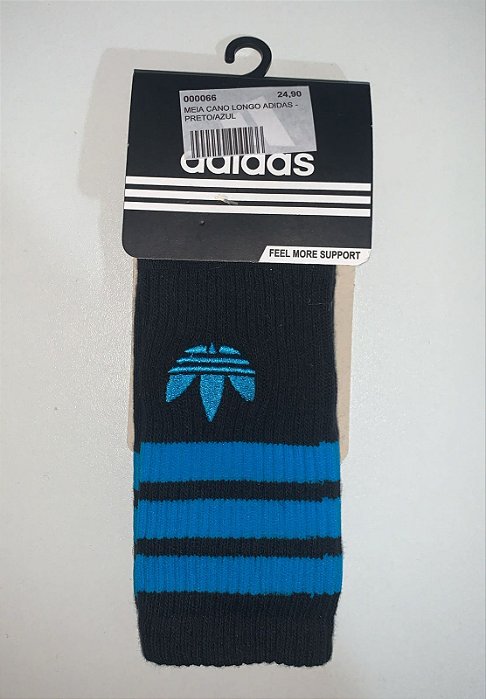 MEIA CANO LONGO ADIDAS - PRETO/AZUL