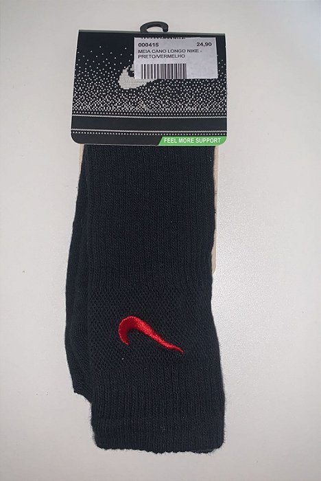 MEIA CANO LONGO NIKE - PRETO/VERMELHO