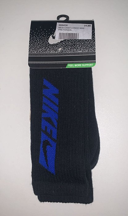 MEIA CANO LONGO NIKE - PRETO/AZUL