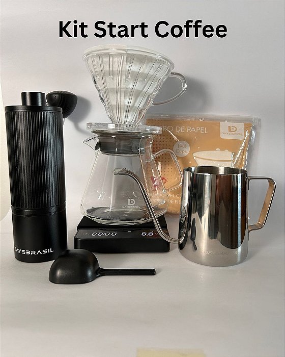 Kit Start Coffee | Balança, Moedor, Jarra, Mini Drip e Método Cônico V2