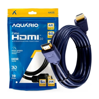 CABO HDMI X HDMI AQUARIO 5M 2.0 4K 3D 4K05