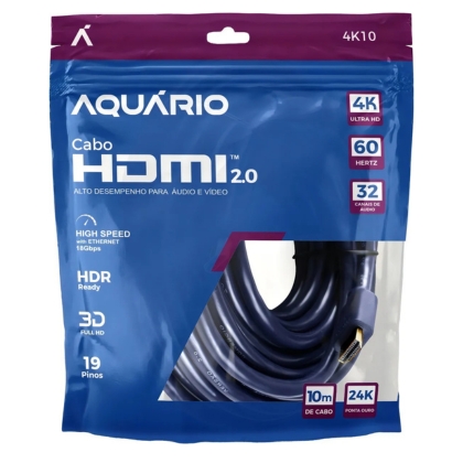 CABO HDMI X HDMI AQUARIO 10M 2.0 4K 3D 4K10