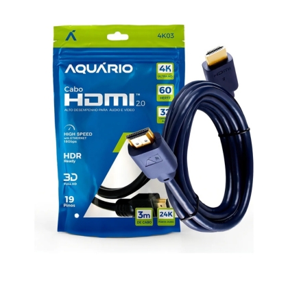 CABO HDMI X HDMI AQUARIO 3M 2.0 4K 3D 4K03