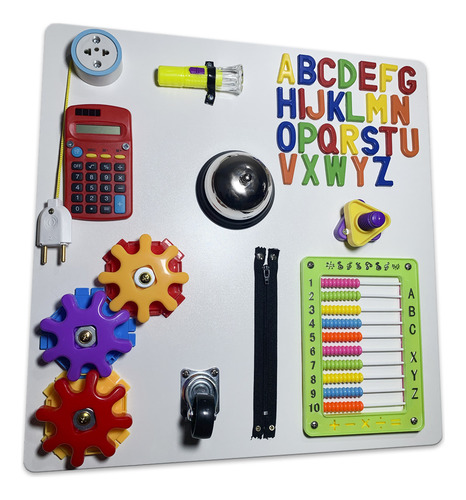 Painel Sensorial Infantil Educativo Placa Busyboard Brinqued Branco