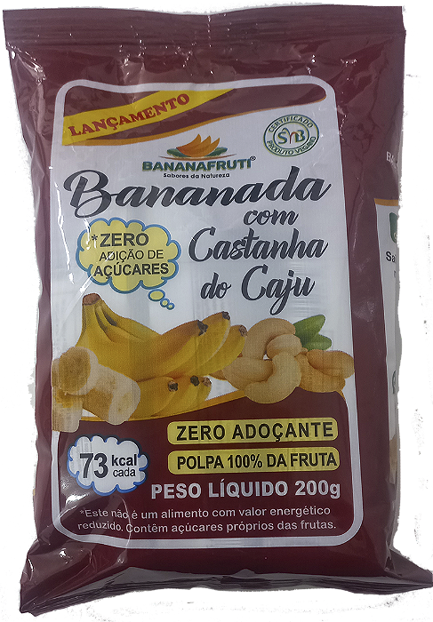 Bananada Com Castanha de Cajú Zero Açúcares 200g BananaFruti