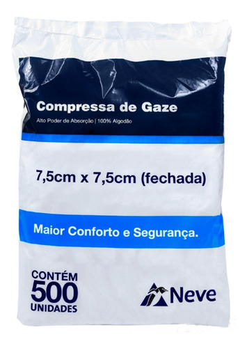Compressa De Gaze Alta Absorção 500unid 100% Algodão 11 Fios