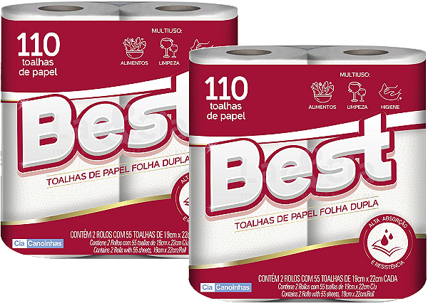 KIt 2 Papel Toalha 2 Rolos 110Fls Best