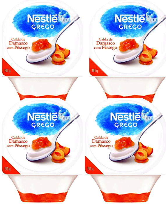 Kit 4 Iogurte Grego Calda De Damasco Com Pêssego 90g Nestle