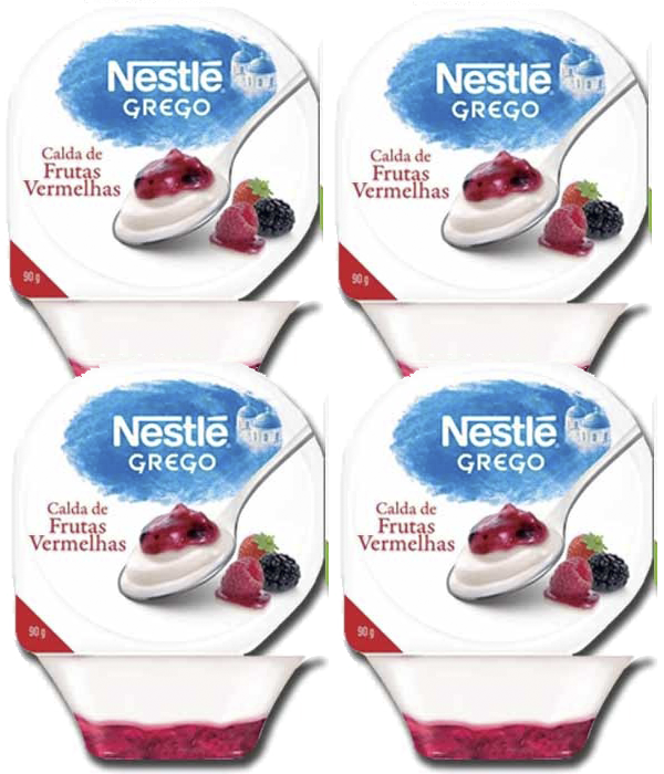 Kit 4 Iogurte Grego Tradicional Com Calda De Frutas Vermelhas 90g Nestle