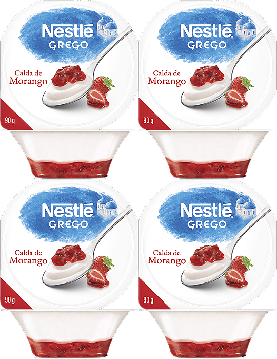Kit 4 Iogurte Grego Tradicional Com Calda De Morango 90g Nestle