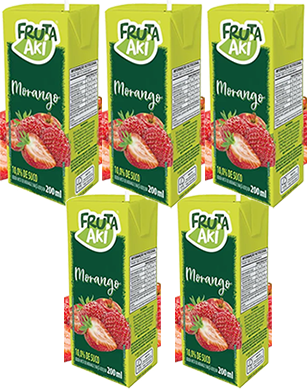 Kit 5 Suco Morango 200 ml Fruta Aki