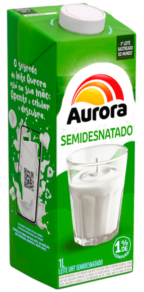 Leite UHT Semi Desnatado 1 litro Aurora