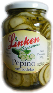 Pepino Agridoce Rodelas Conserva C/Gergelim 590g Linken