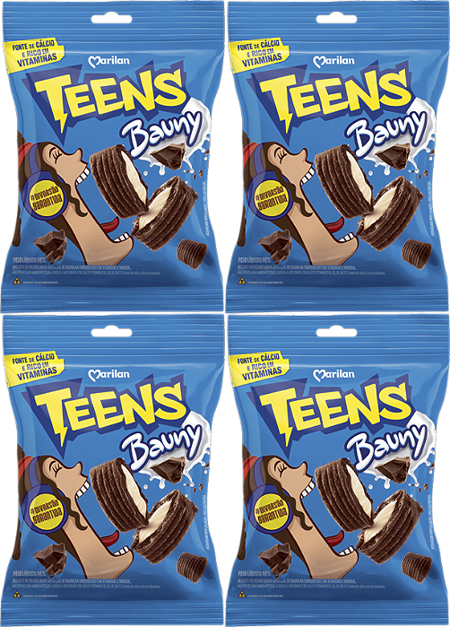 Kit 4 Biscoito Snack Teens Baunilha 30g Marilan