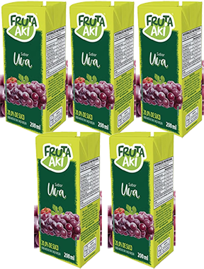 Kit 5 Suco De Uva 200 ml Fruta Aki