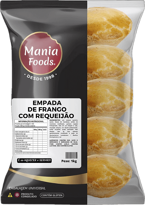 Kit 10 Empada Frango C/Requeijão 100g Mania Foods