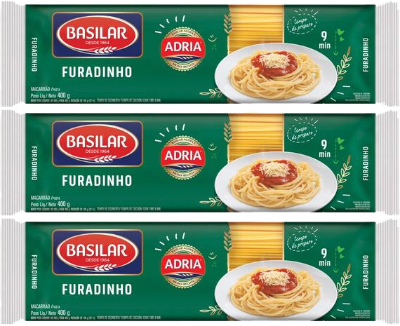 Kit 3 Macarrão Furadinho 400g Basilar