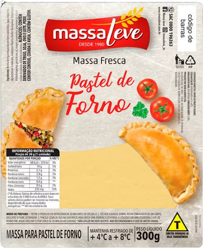 Massa De Pastel De Forno 300g Massa Leve