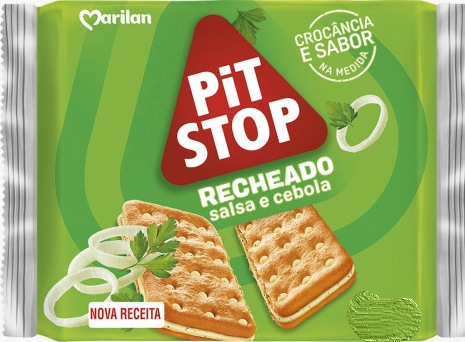 Biscoito Snack Pit Stop Recheado Cebola e Salsa 91g Marilan