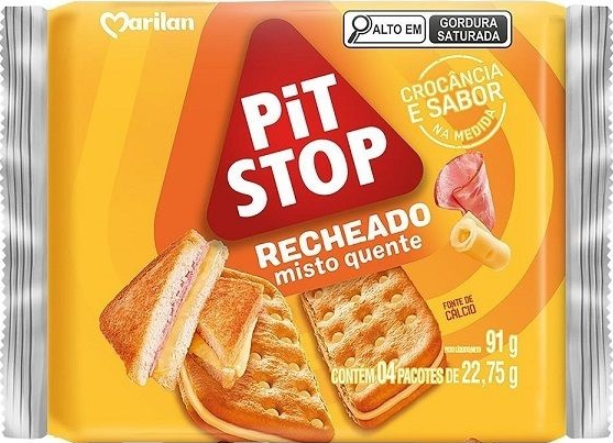 Biscoito Snack Pit Stop Recheado Misto Quente 91g Marilan