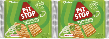 Kit 2 Biscoito Snack Pit Stop Recheado Cebola e Salsa 91g Marilan