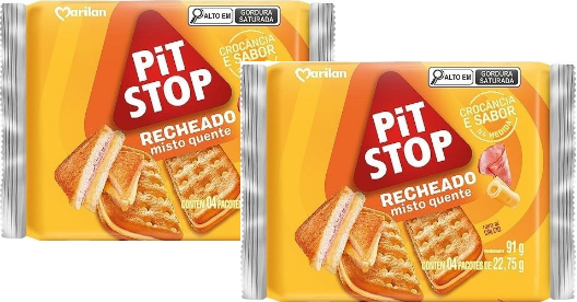 Kit 2 Biscoito Snack Pit Stop Recheado Misto Quente 91g Marilan