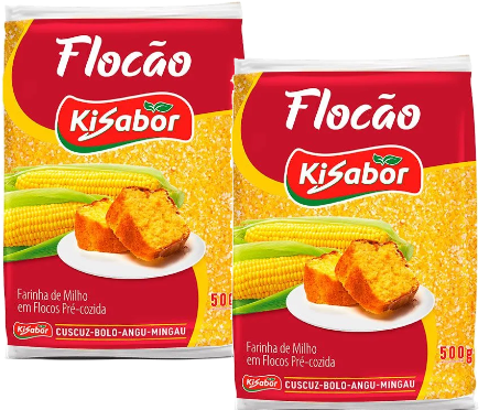Kit 2 Farinha De Milho Flocão 500g Kisabor