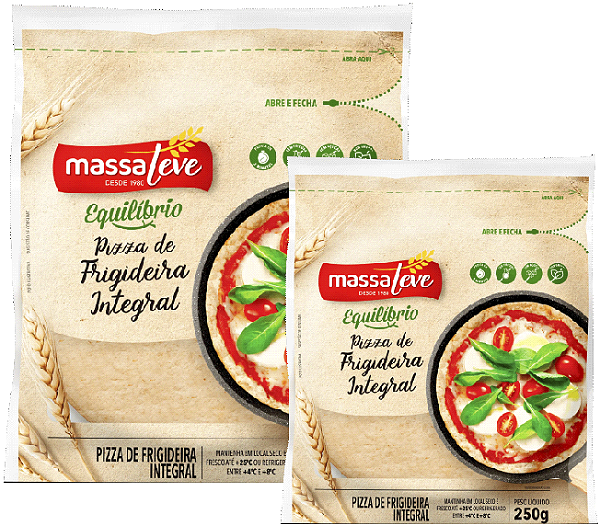 Kit 2 Massa Pizza Frigideira Integral 250g Massa Leve